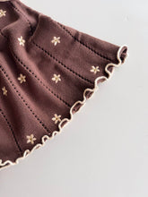 Load image into Gallery viewer, Pointelle Tie Dress | Brown Embroidery Daisy