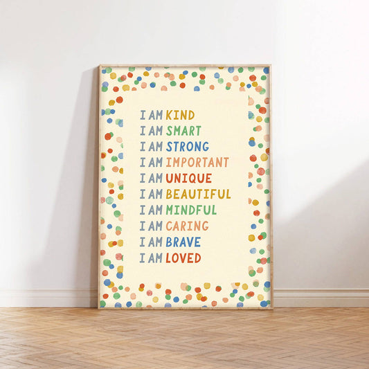Confetti Affirmation Print - Modern Educational Kid's Art