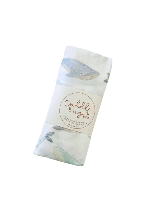 Bamboo Muslin Wrap Whales