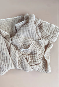 Six Ply Gauze Lace Blanket | Latte