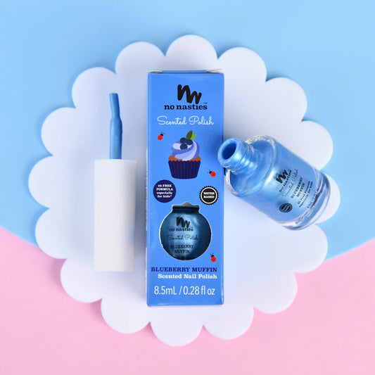 Blueberry Muffin Scented Scratch Off Kids Nail Polish in Shimmery Blue