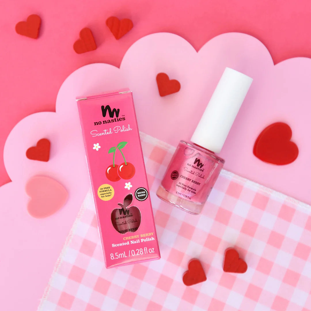 Cherry Berry Scented Scratch Off Kids Nail Polish in Bright Pink