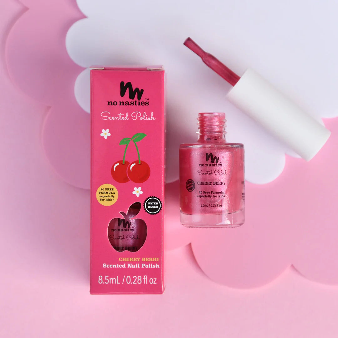 Cherry Berry Scented Scratch Off Kids Nail Polish in Bright Pink