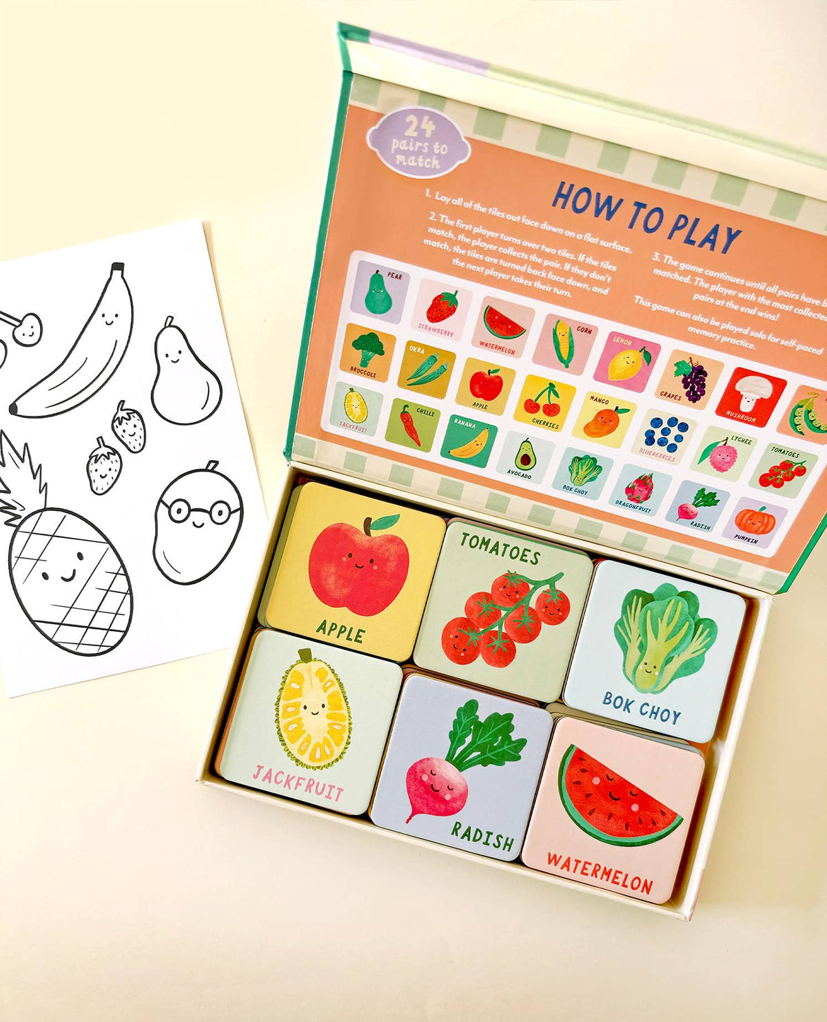 Fruit and Veg Memory & Matching Game - Kids Educational Gift