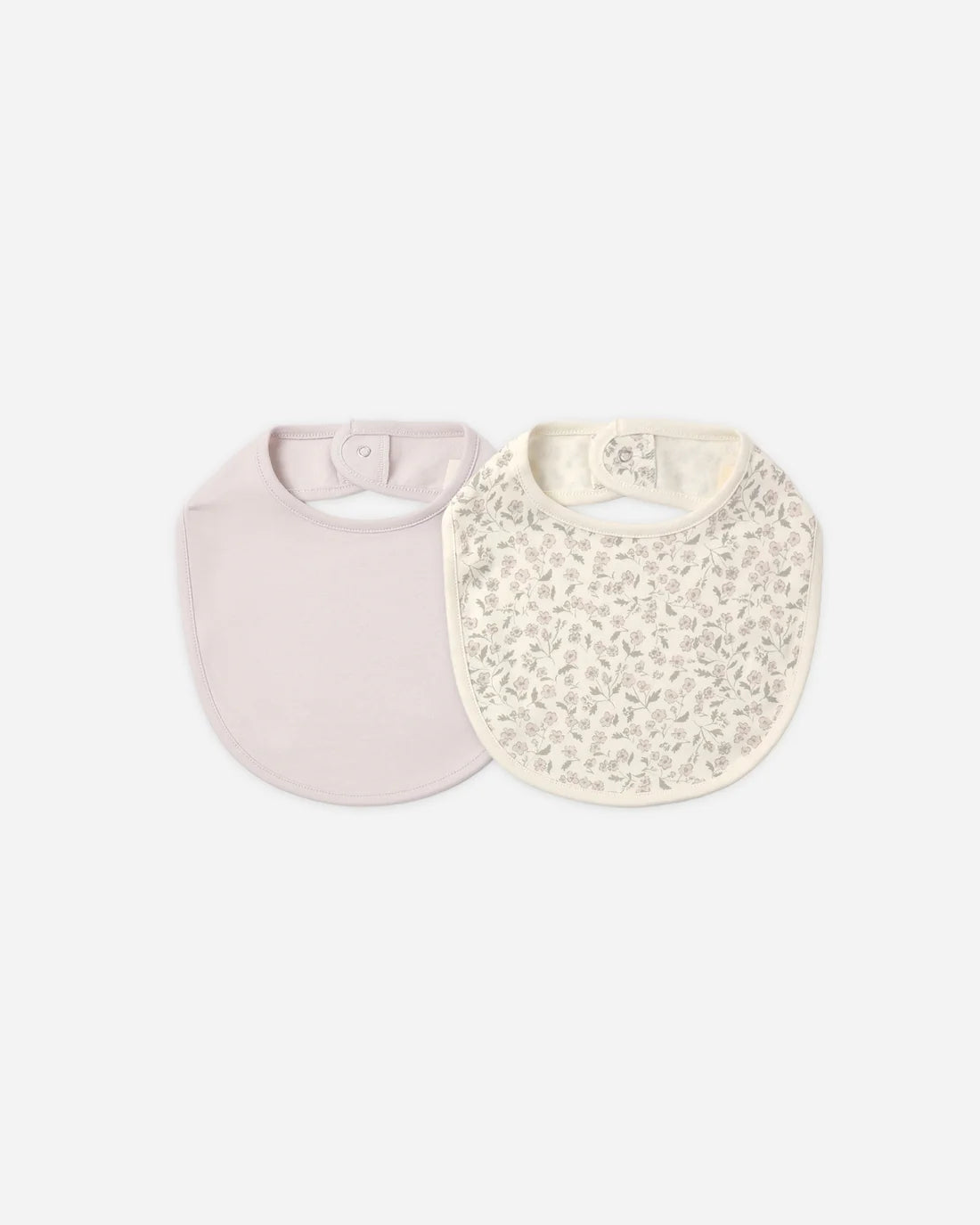 Jersey Snap Bib, 2 Pack Floret, Lilac Mist