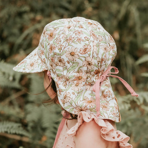 'Lounger' Baby Reversible Flap Sun Hat | Poppy/Rosa