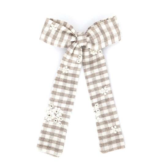 Harper Longtail Bow | Gingham Gardenia