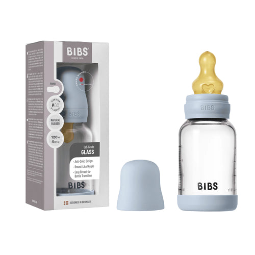 Glass Baby Bottle Complete Set Latex | Baby Blue 120ml