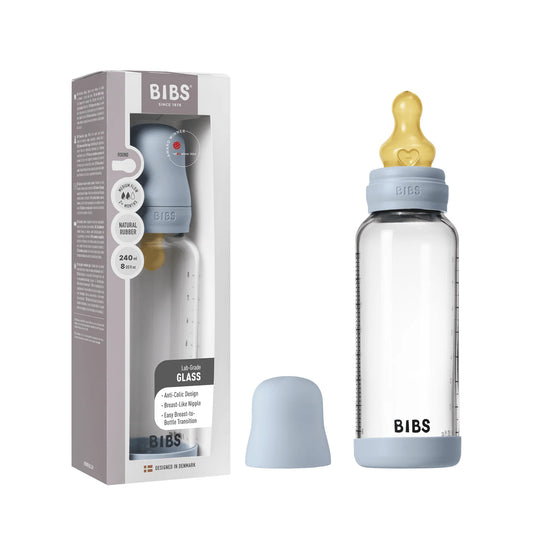 Glass Baby Bottle Complete Set Latex | Baby Blue 240ml