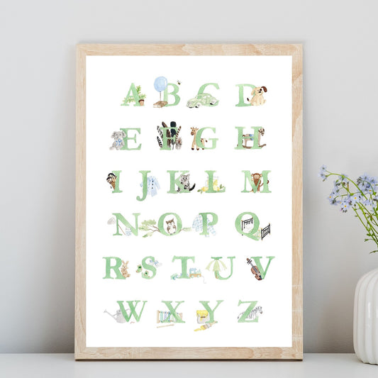 Winston Watercolour Alphabet Print | Green