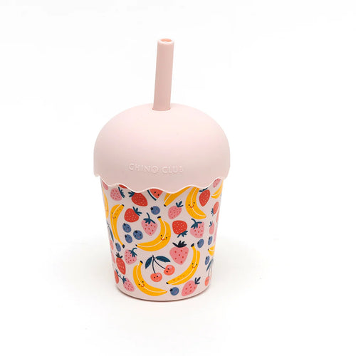 Pink Fruits Mini Smoothie Cup and Straw