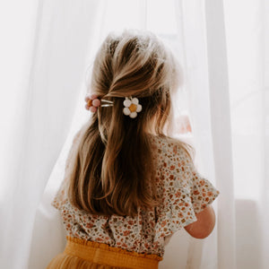 Pom Pom Daisy Clips | White