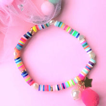 Load image into Gallery viewer, Rainbow Bracelet with Pom Pom and Pearl