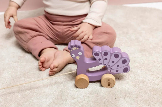 Mrs Peacock Wooden Pull Along Toy