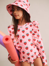 Load image into Gallery viewer, Strawberry Check Frill Swimsuit