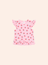 Load image into Gallery viewer, Strawberry Print Rib Peplum Tee