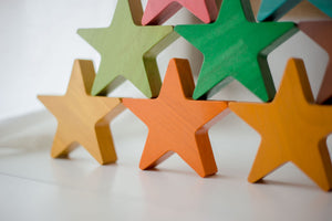 Coloured Wooden Stars Set of 10
