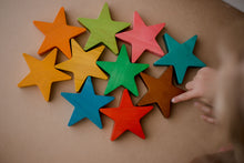 Load image into Gallery viewer, Coloured Wooden Stars Set of 10