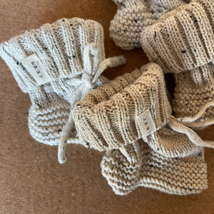 Organic Knit Baby Booties | Husk Speckled