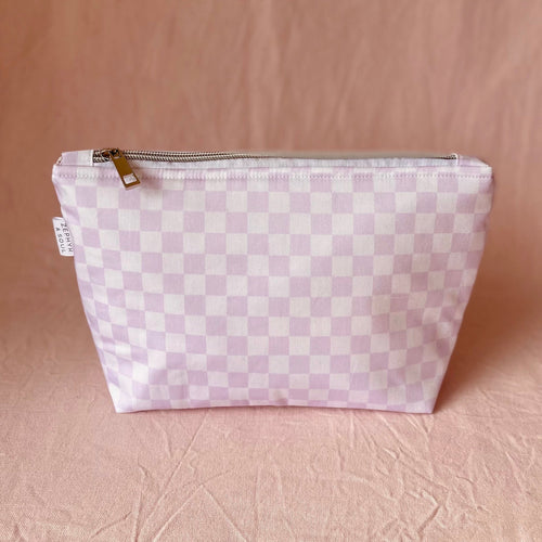 Small Makeup Bag | Lilac Check