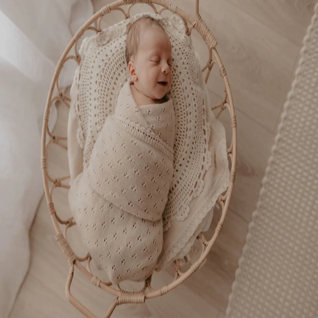 Heirloom Merino Wool Pointelle Baby Blanket