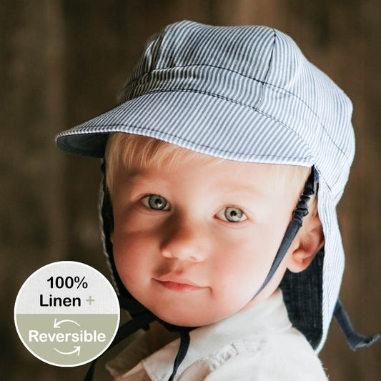 'Lounger' Baby Reversible Flap Sun Hat | Charlie/Indigo