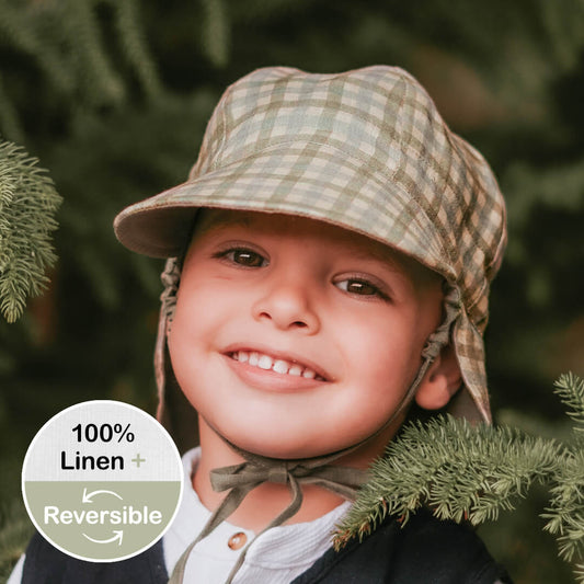 'Lounger' Baby Reversible Flap Sun Hat | Noah/Moss SIZE 0-3M