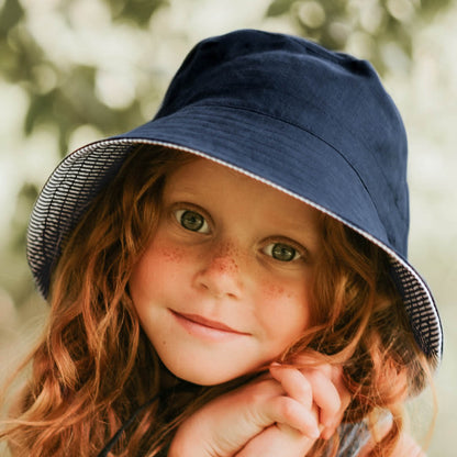 'Explorer' Reversible Classic Bucket Hat | Charlie/Indigo