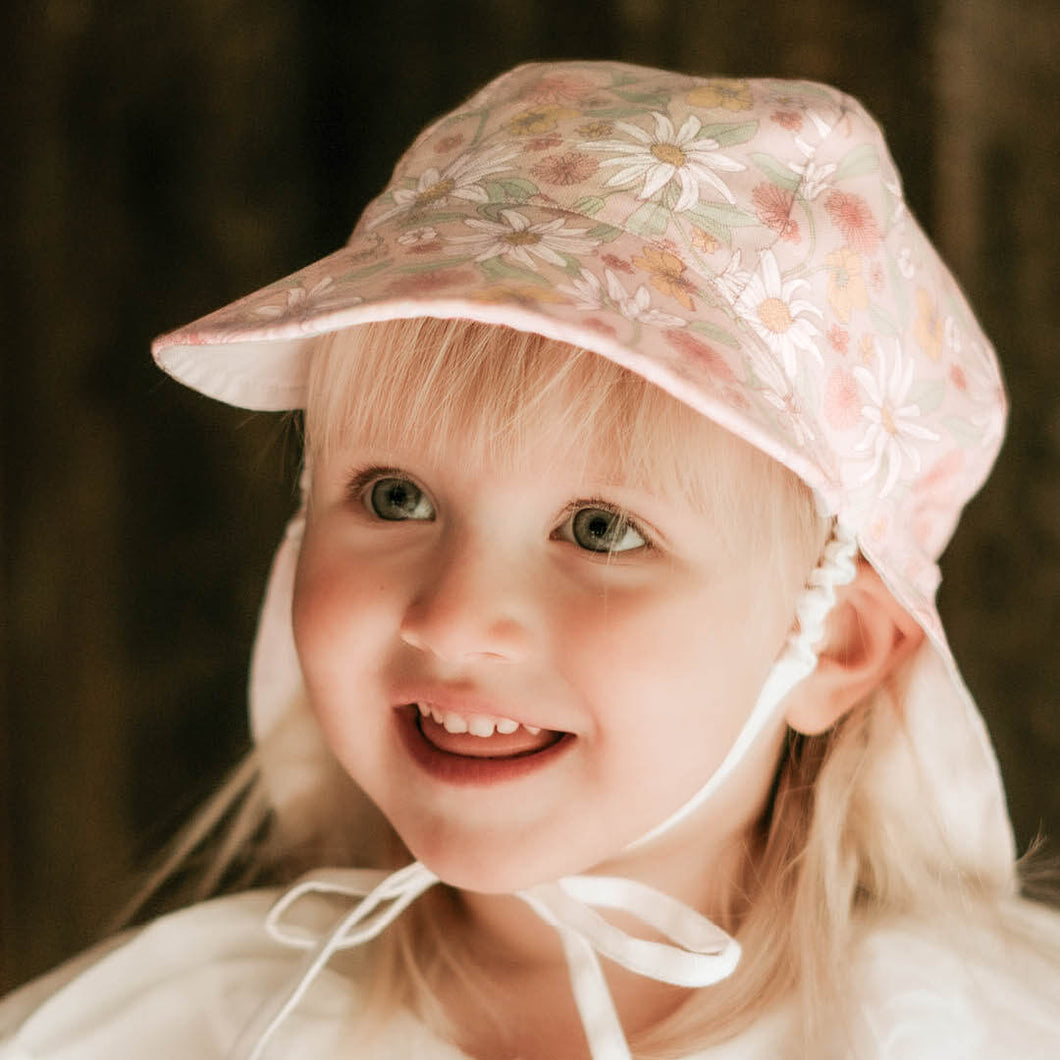 Lounger' Baby Reversible Flap Sun Hat | Wildflower/Blanc SIZE 3-6M