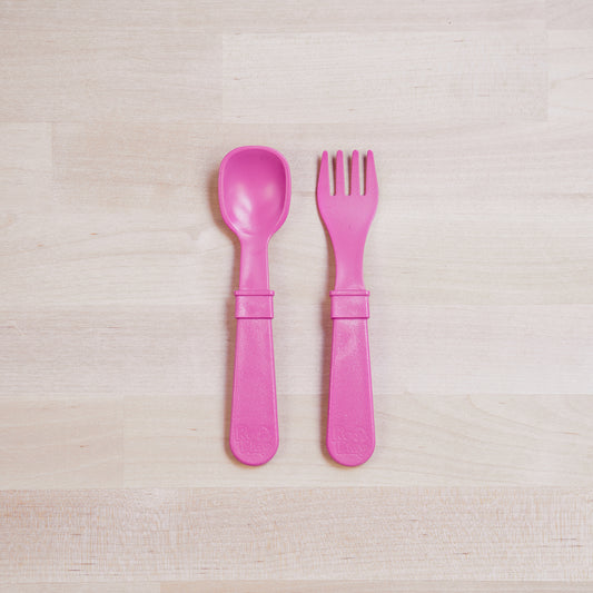 Re-Play Toddler Utensils - Bright Pink