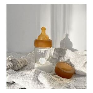 Hevea Baby Wide Neck Glass Bottles with Natural Rubber Teat 150ml 2pack
