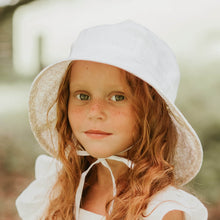 Load image into Gallery viewer, &#39;Wander&#39; Reversible Panelled Bucket Hat | Willow/Blanc SIZE 6-13YR